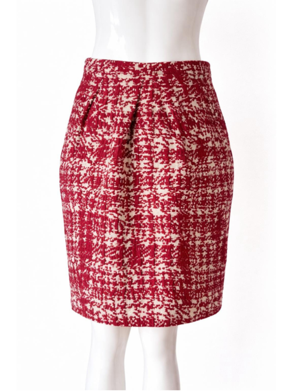 Carolina Herrera Red Beige Textured Skirt Size 6